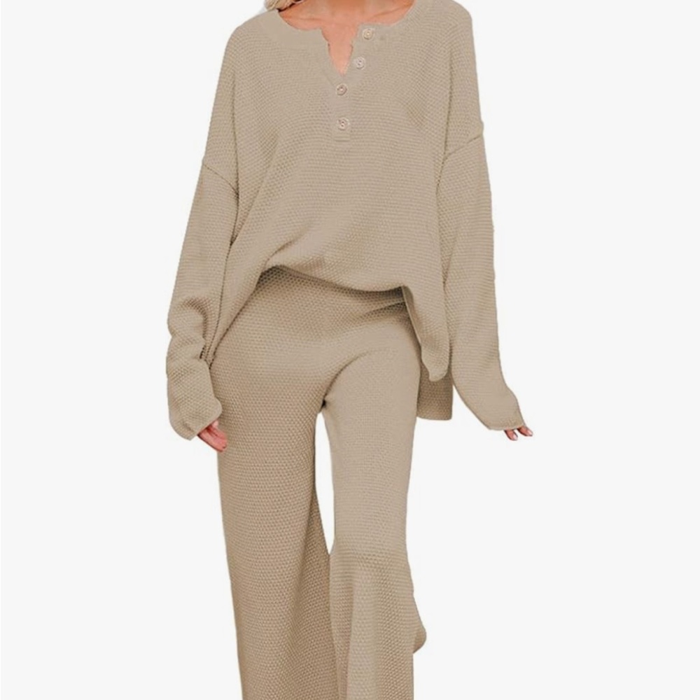 Cozy Beige Knit Lounge Set